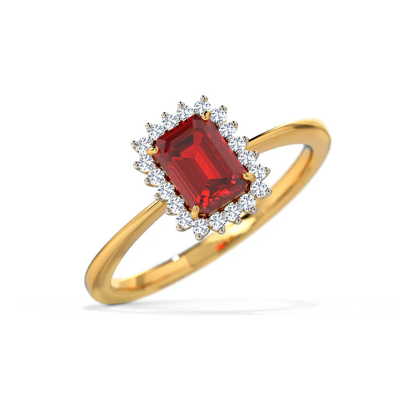 Emerald Cut Ruby Engagement Ring
