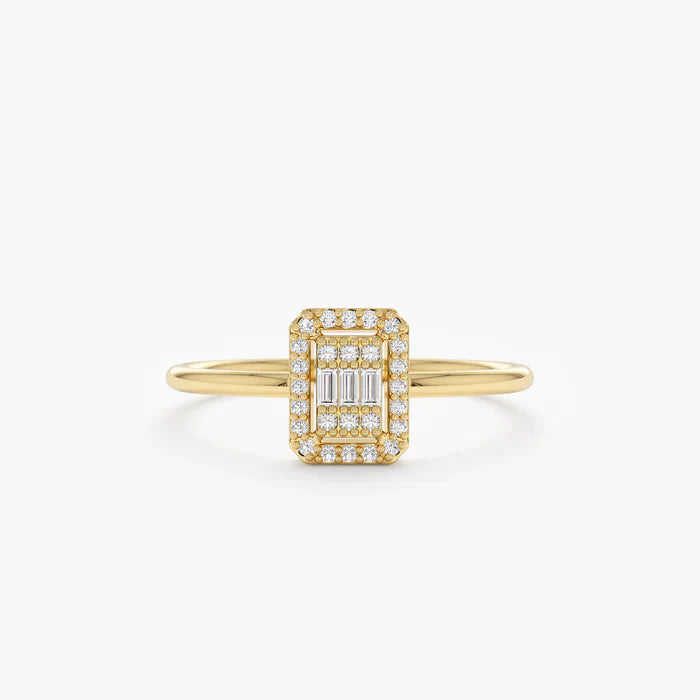 Rectangle baguette ring/Center Baguette with diamond frame promise Rings